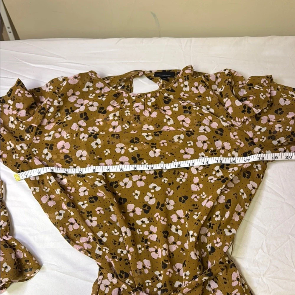 Who What Wear Brown Tan Ruffled Tie Front‎ Sundress